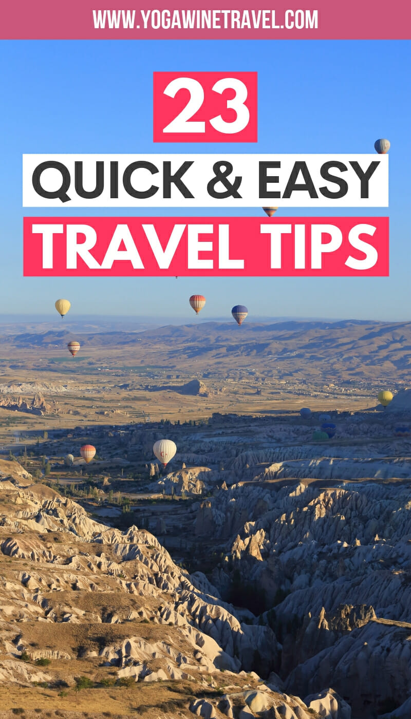 Hot air balloons in Cappadocia Turkey with text overlay