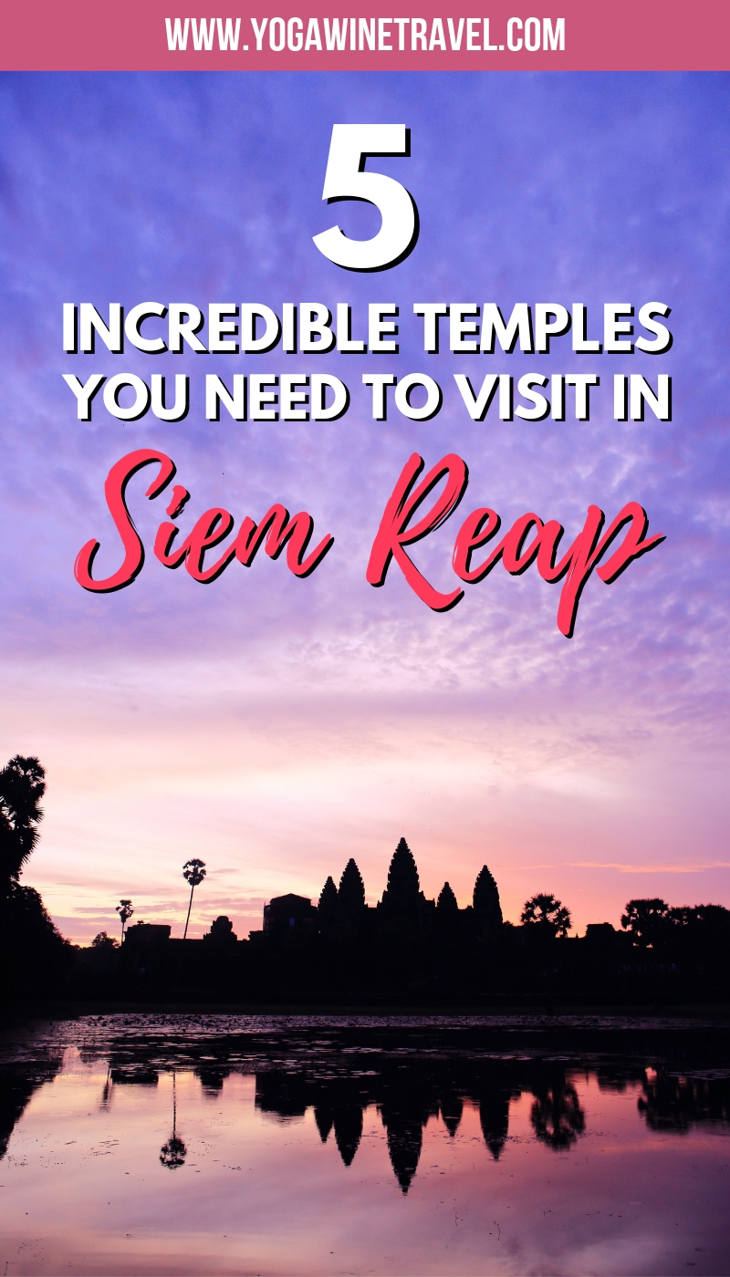 Sunrise at Angkor Wat in Siem Reap Cambodia with text overlay