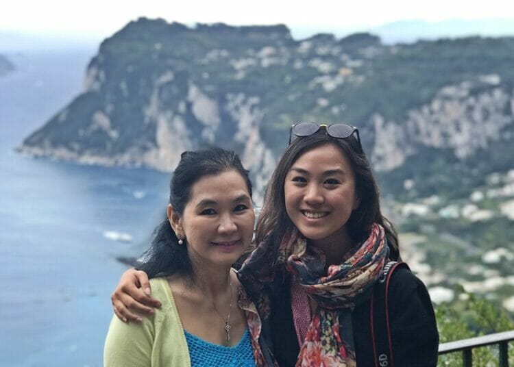 Mother daughter photo at Capri in Italy
