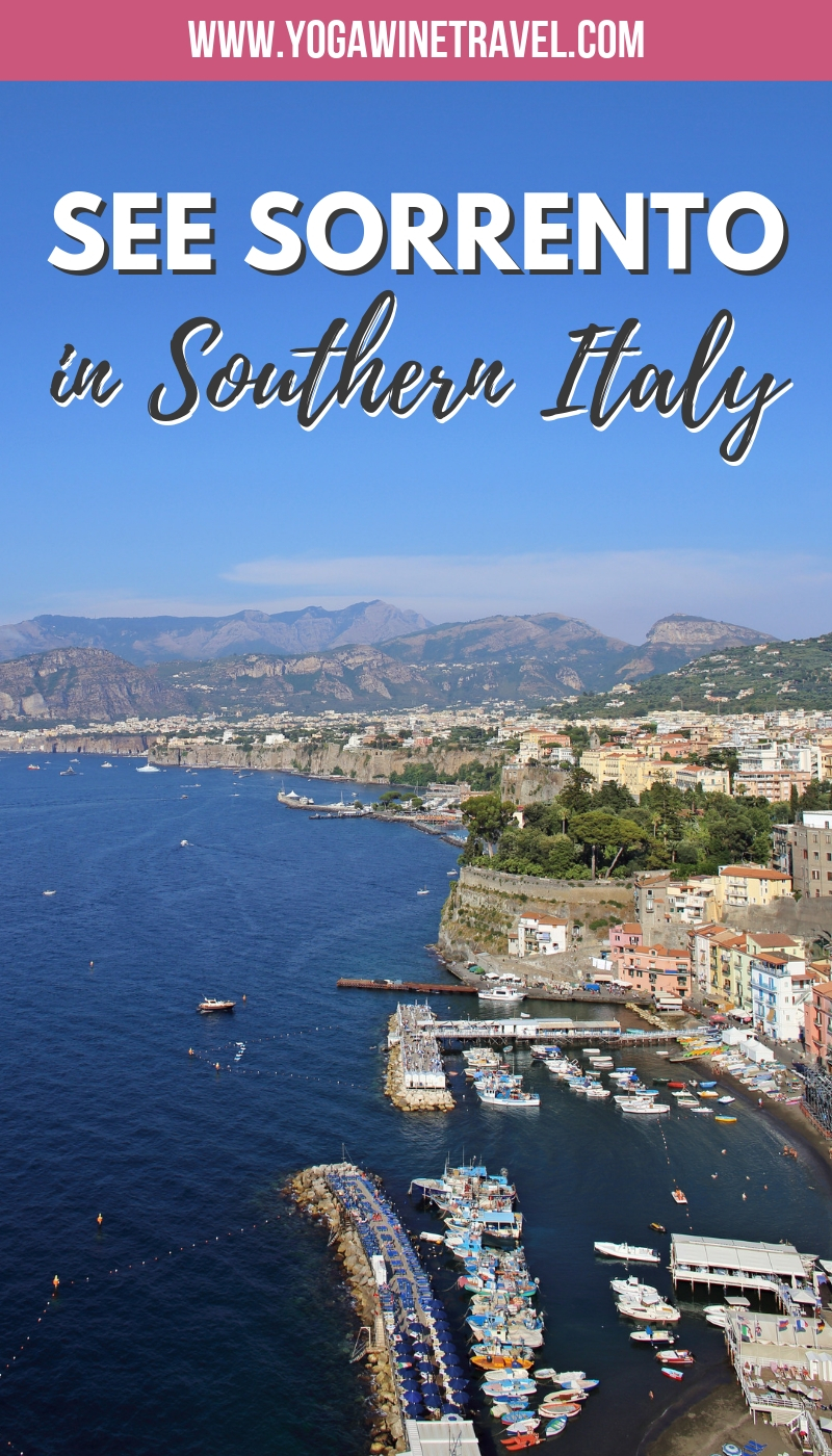 View of Sorrento in Italy with text overlay