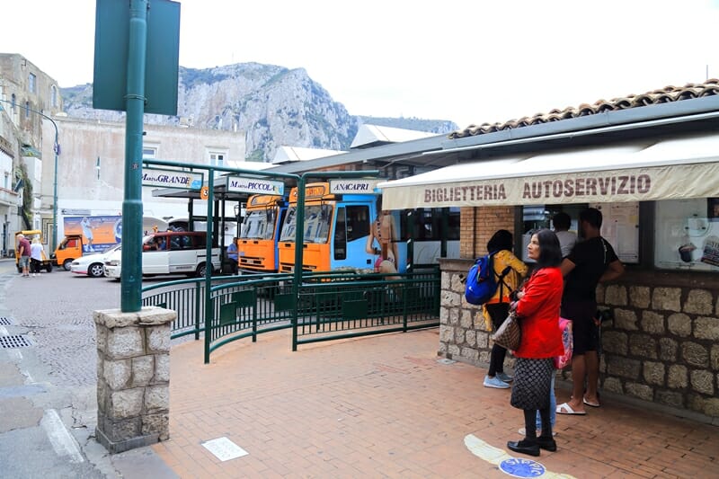 Buses on Capri Island in Italy