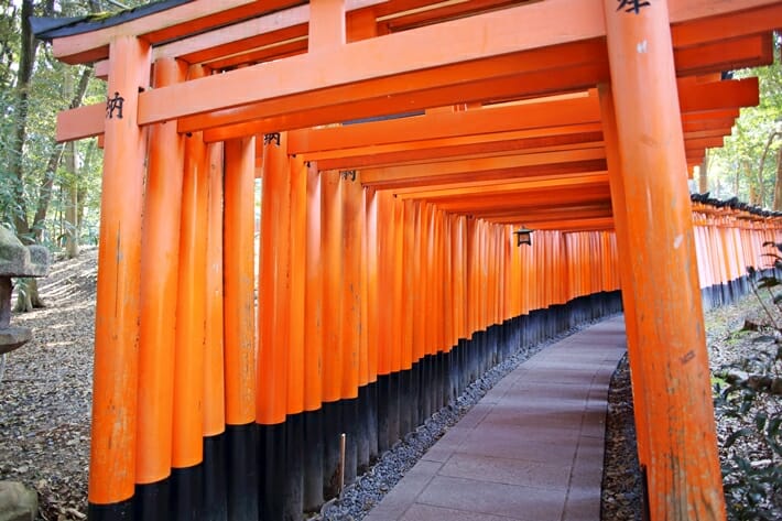 Fushimi Inari tori gates in Kyoto Japan