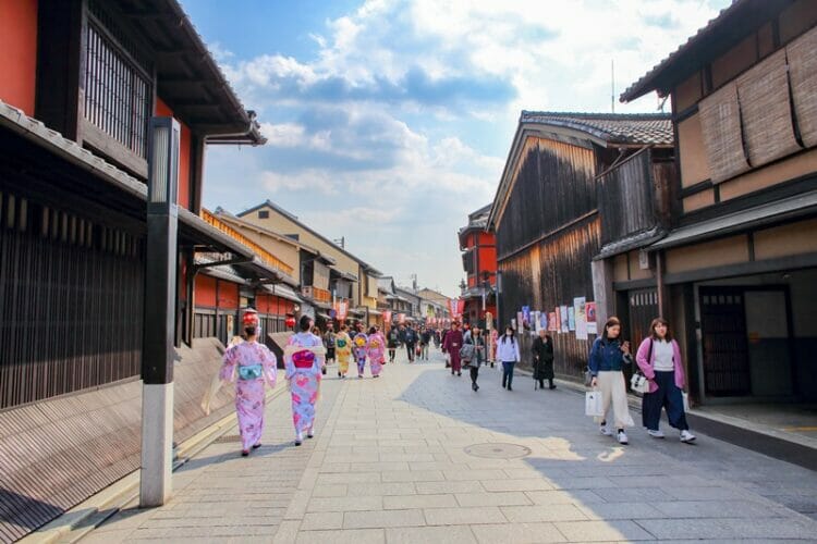 Gion walking street in Kyoto Japan