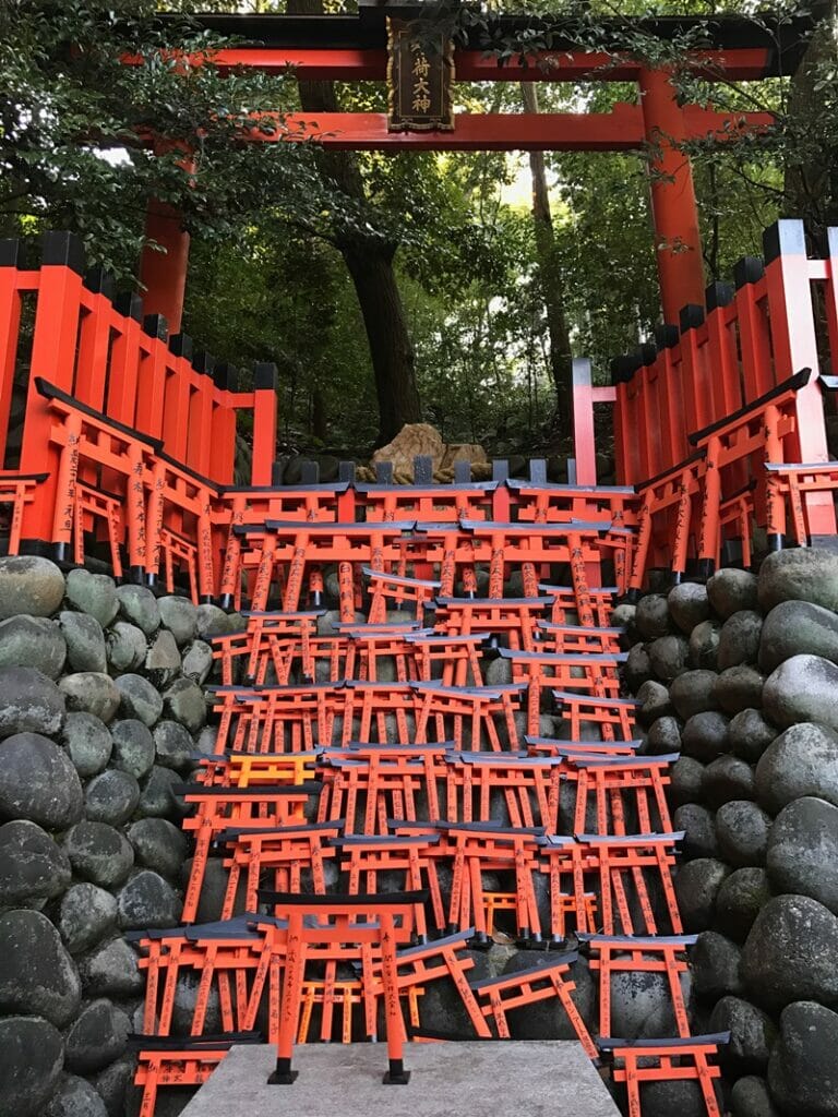 Mini tori gates at Fushimi Inari in Kyoto Japan