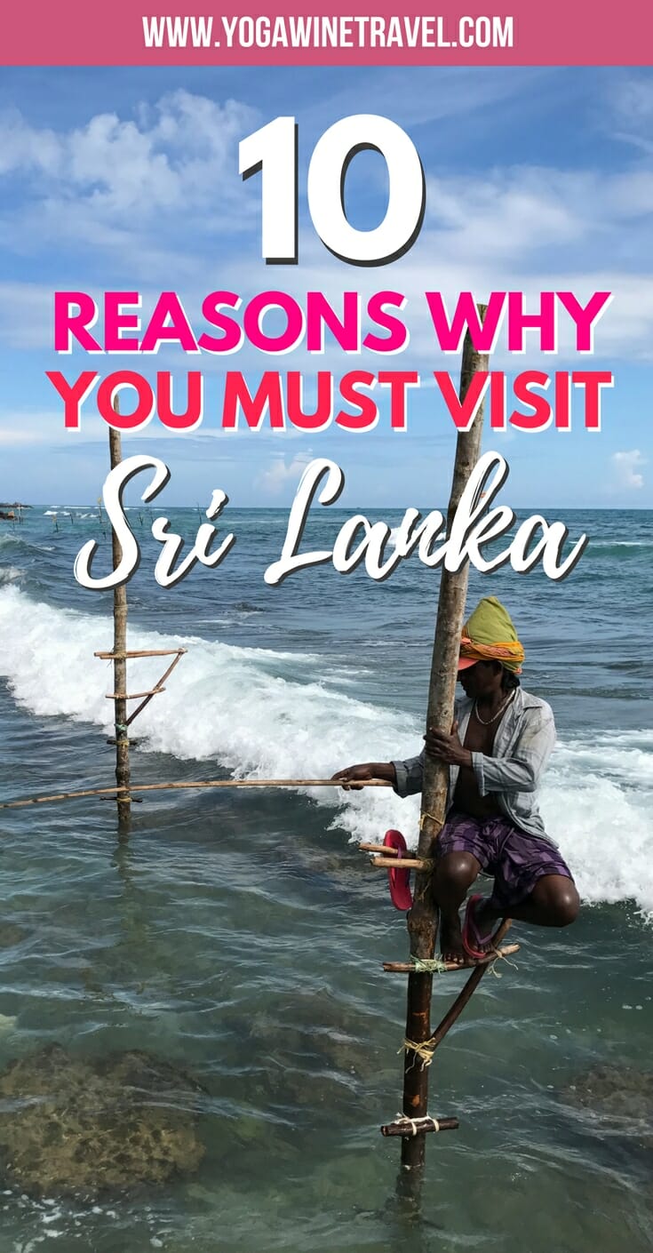 Stilt fisherman in Sri Lanka with text overlay