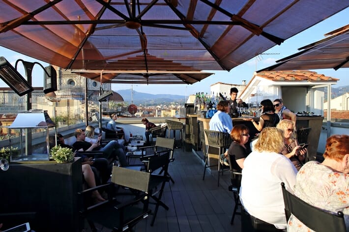 Rooftop bar at Hotel Cavour in Florence Italy