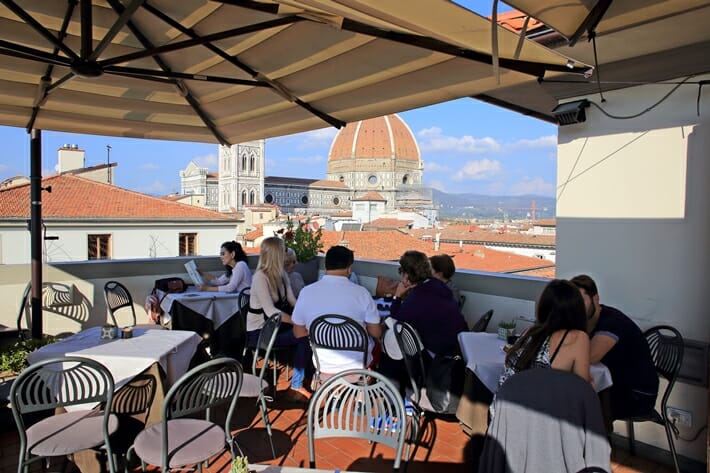 ToscaNino rooftop restaurant in Florence with view of Duomo