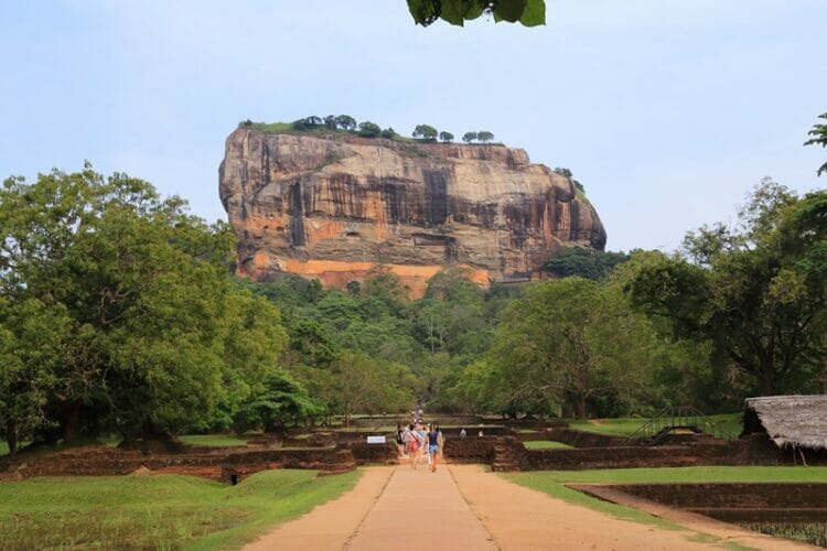 View of Sigiriya from gardens in Sri lanka