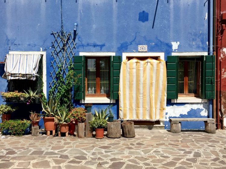 Blue house in Burano Italy