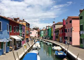 Colourful buildings in Burano in Italy