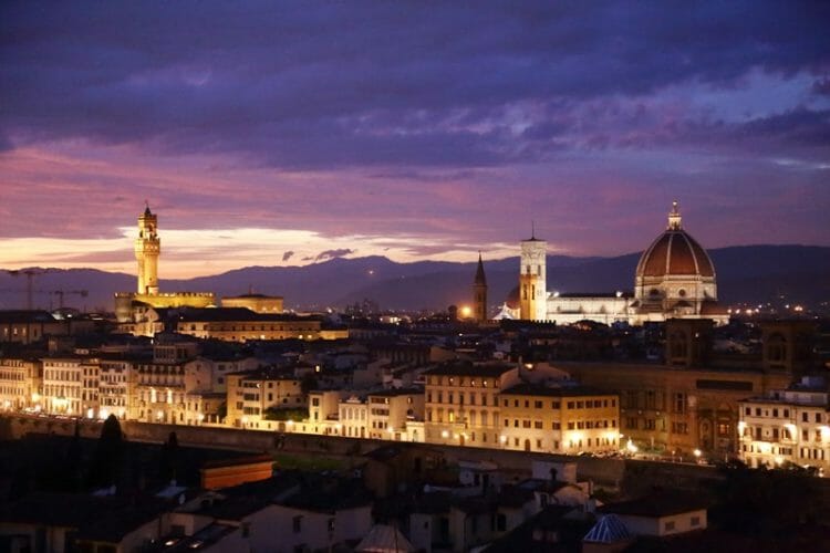 Piazzale Michelangelo view of Florence at night Italy
