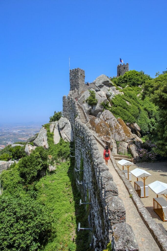Walls of Moorish Castle in Sintra Portugal