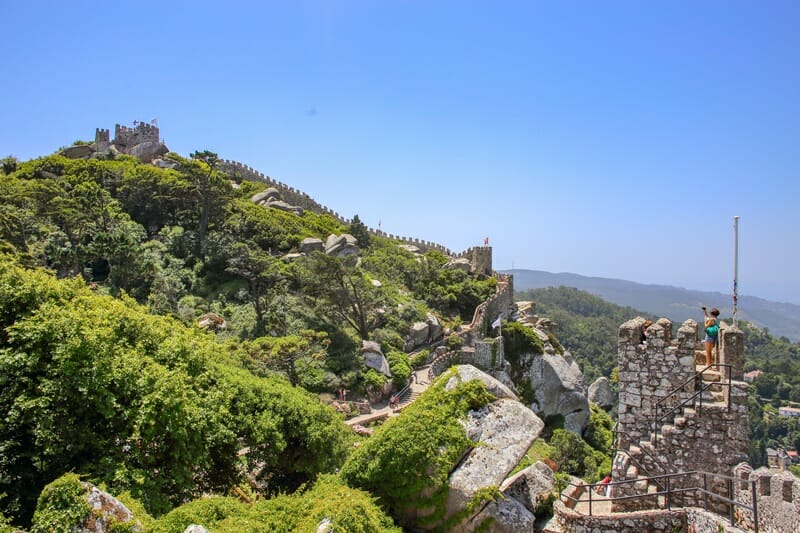 Walls of Moorish Castle in Sintra Portugal