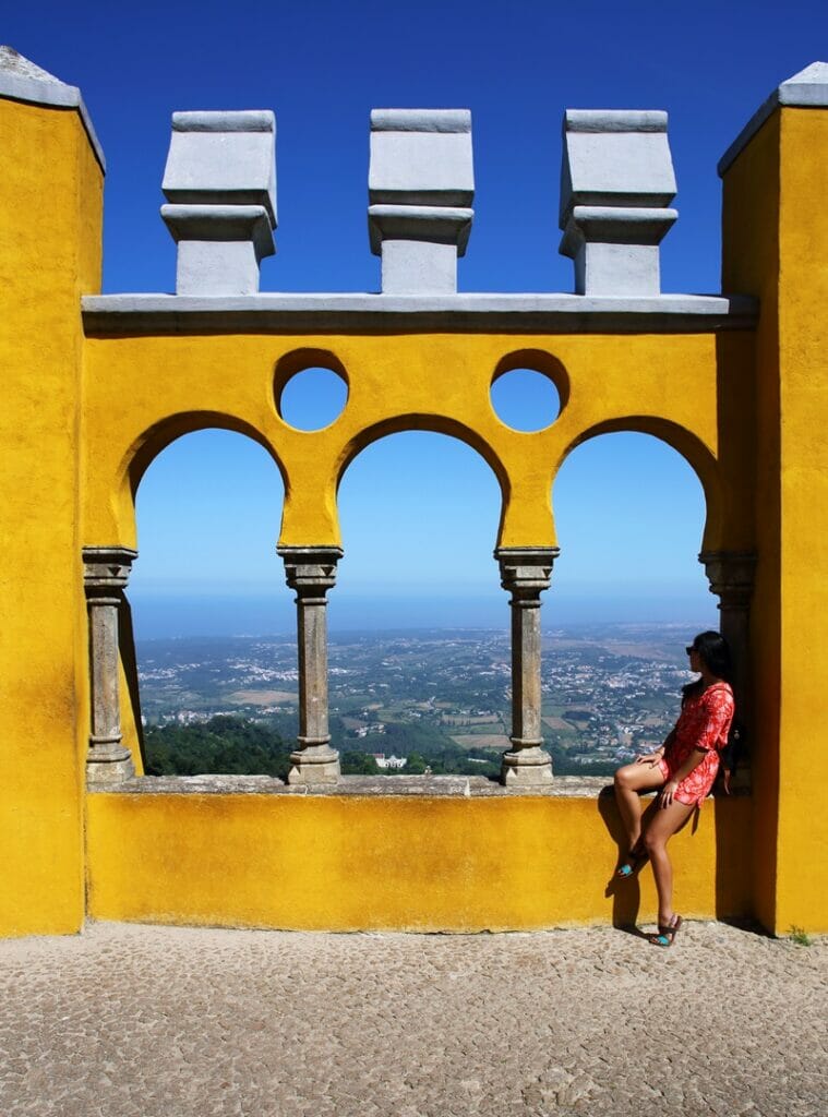 Walls of Pena Palace in Sintra Portugal