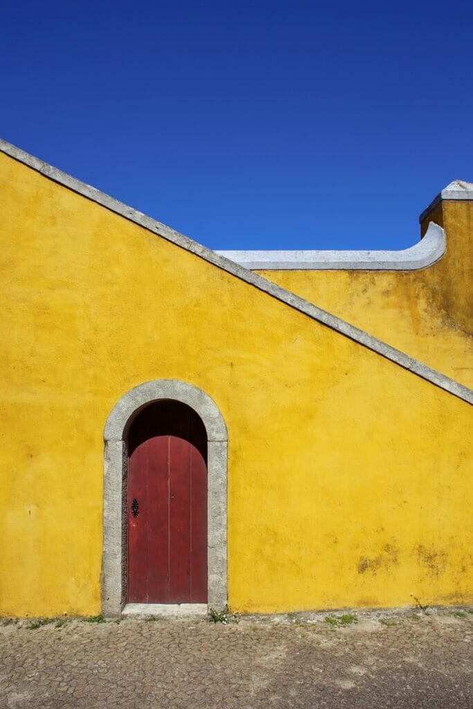 Yellow doorway at Pena Palace in Sintra Portugal