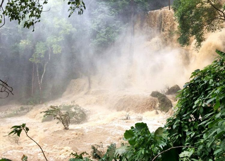 Kuang Si Falls during rainy season