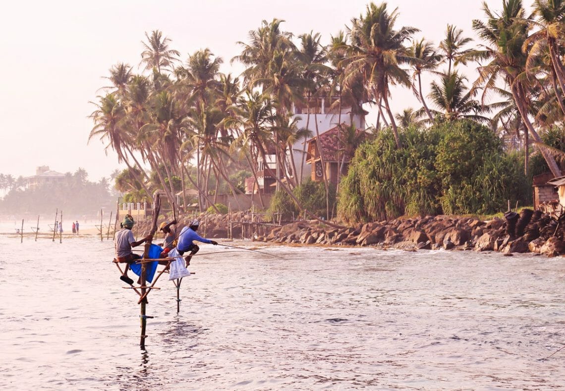 Stilt fishermen in southern Sri Lanka