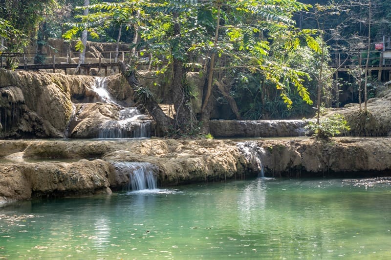 Tad Sae Waterfall in Luang Prabang Laos during dry season