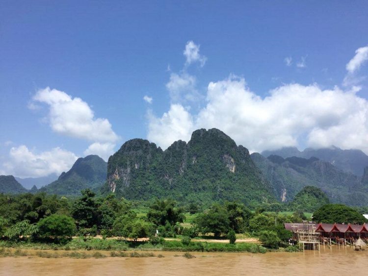 Karst mountains and Nam Song River in Vang Vieng