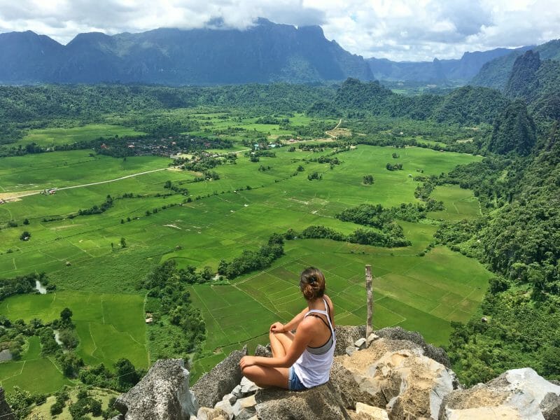 View from Phangern Mountain in Vang Vieng Laos