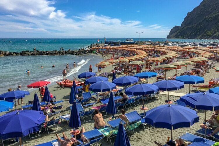 Monterosso al Mare beach in Cinque Terre Italy