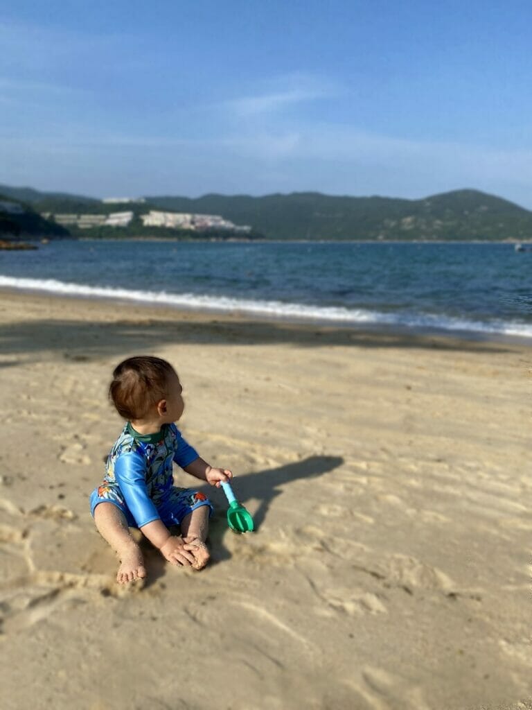 Beach day in Hong Kong with toddler