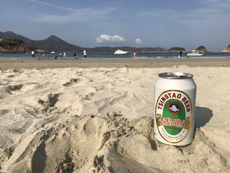 Beer on the beach in Hong Kong