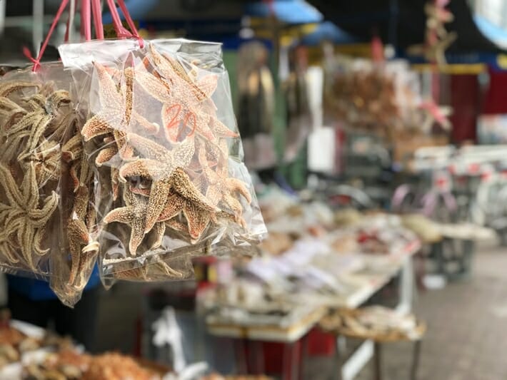 Cheung Chau Island Street Scene dried seafood