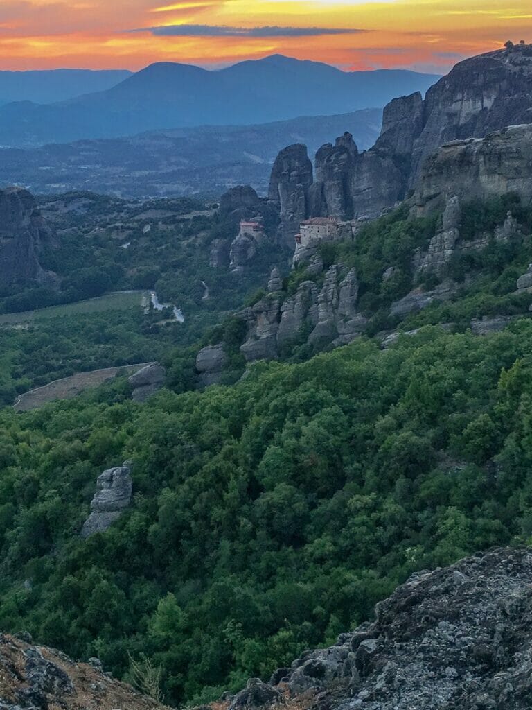 Sunset viewpoint in Meteora Greece