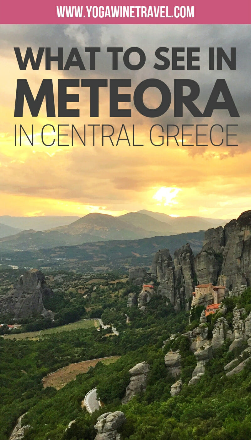 Meteora Monasteries in Greece with text overlay