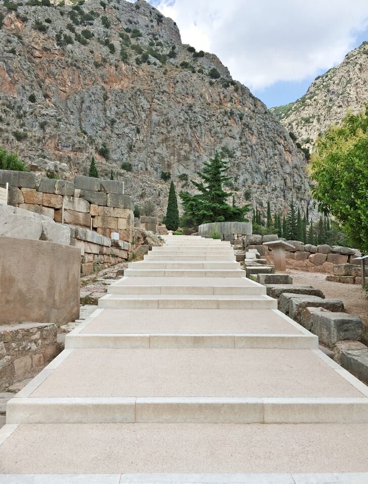 The Sacred Way road in Delphi Greece