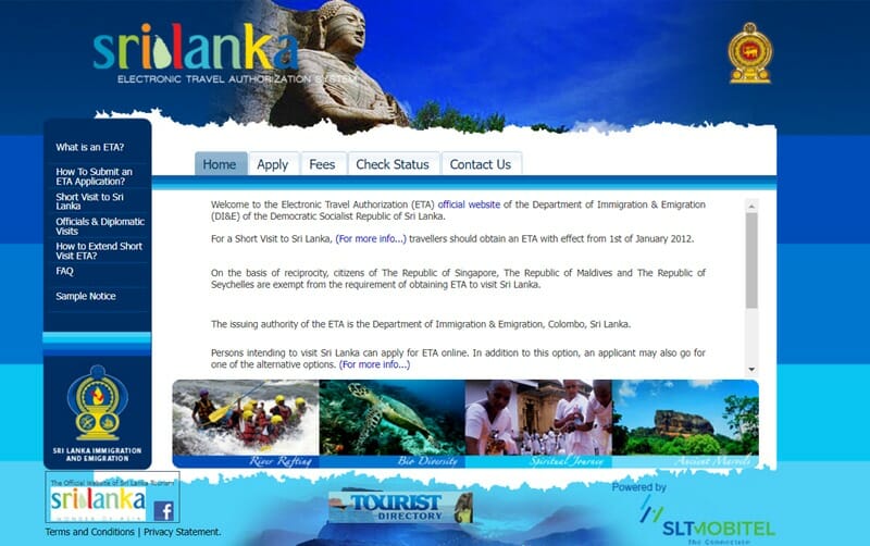 Sri Lanka official e-visa portal