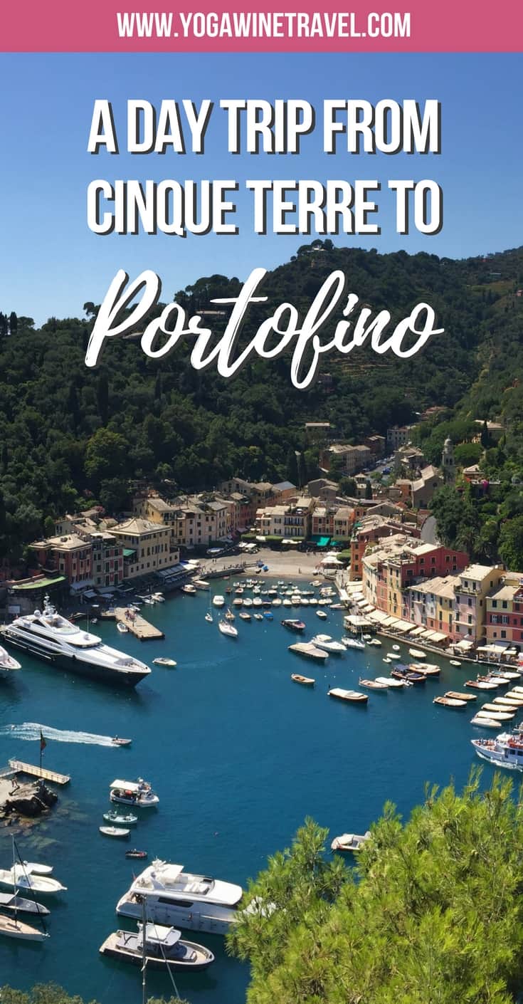 Portofino harbour in Italy with text overlay