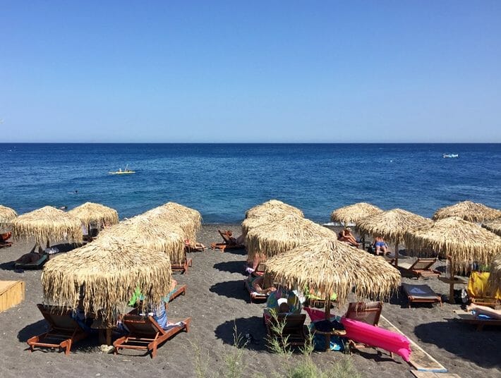 Santorini Kamari beach Santorini Kamari beach