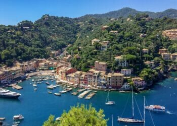 View of Portofino from Castle Brown Italy