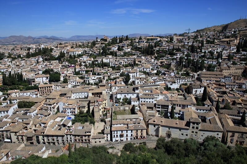 View from Alcazaba in Alhambra Granada Spain