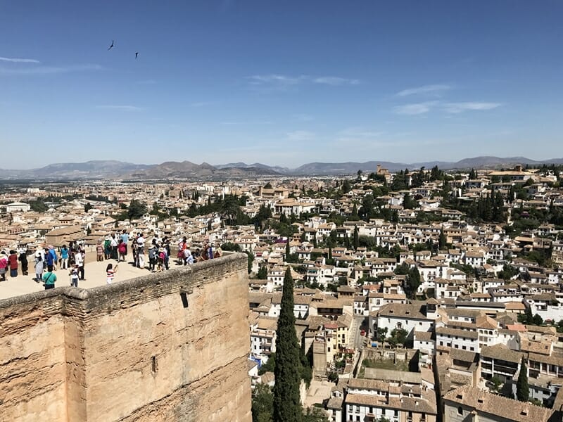 View from Alcazaba Fortress in Alhambra Granada Spain