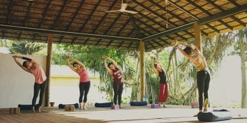 Sri lanka yoga retreat side stretch