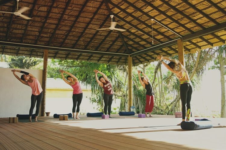 Sri lanka yoga retreat side stretch