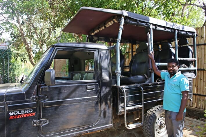 Safari Jeep and driver in Udawalawe National Park in Sri Lanka