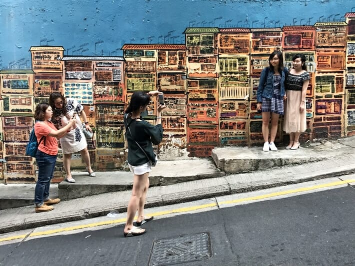 Street art on Graham Street in Hong Kong