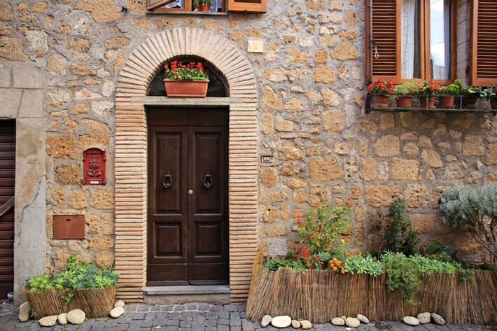 Doorway in the main town of Orvieto in Umbria, Italy