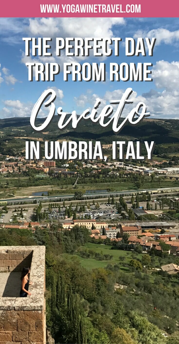 View from Orvieto in Umbria Italy with text overlay