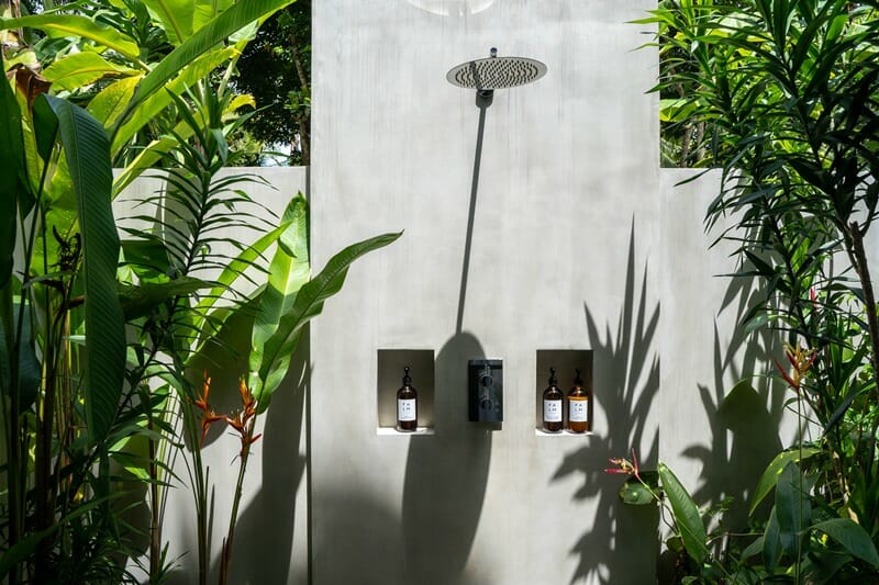 PALM Hotel open air shower in Ahangama Sri Lanka