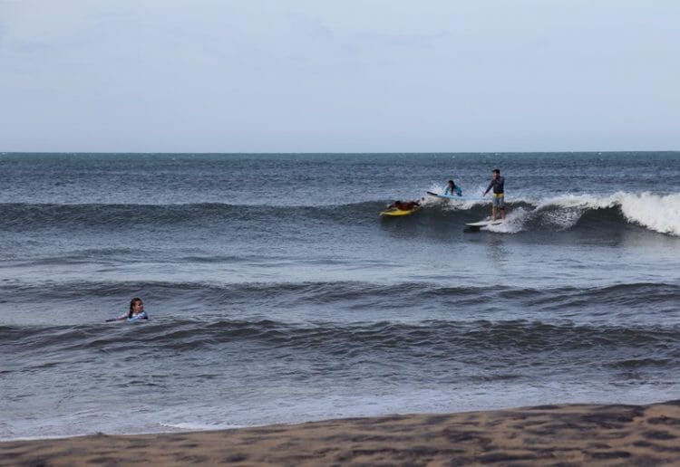 Surfers at inside point at Peanut Farm in Arugam Bay Sri Lanka