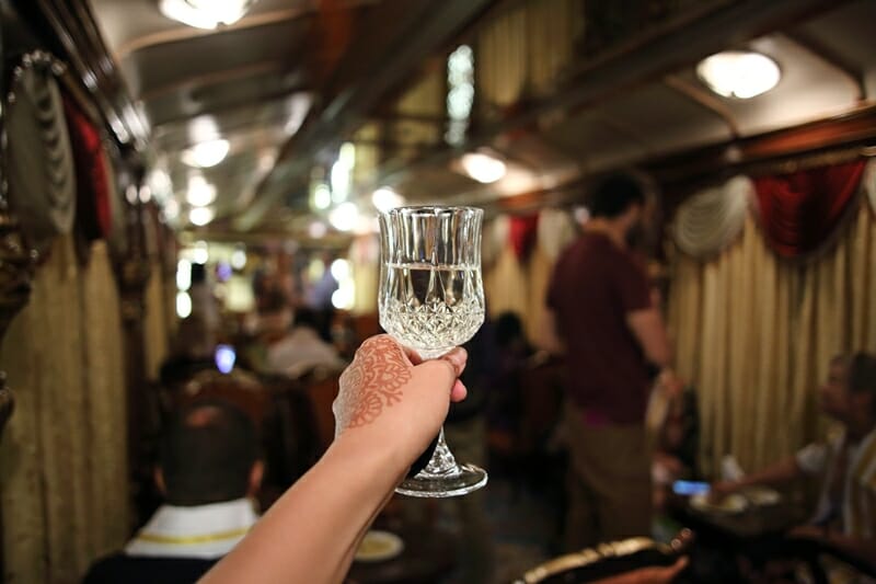 Bar aboard the Golden Chariot in India