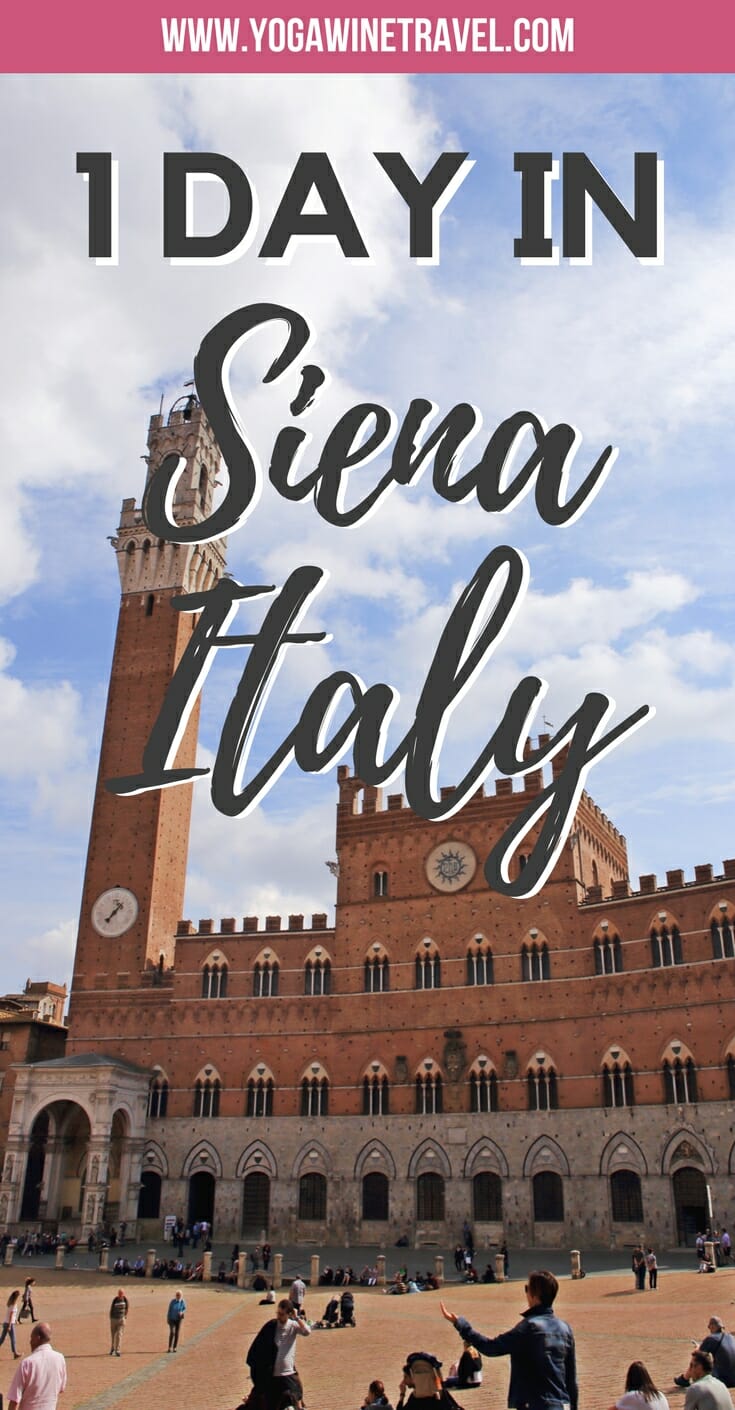 Tower of Mangia in Siena Italy with text overlay