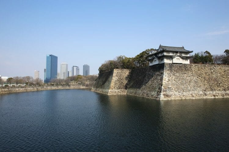 Outer walls of Osaka Castle in Japan