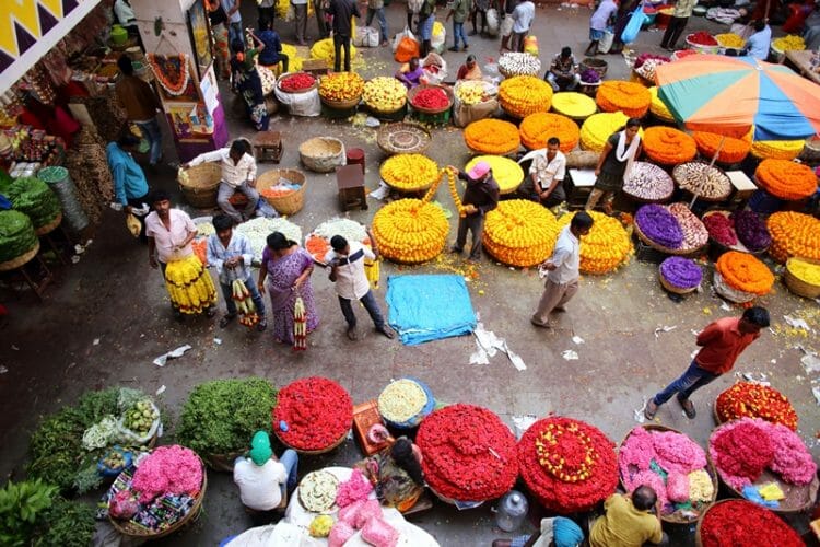 KR Flower Market in Bangalore India