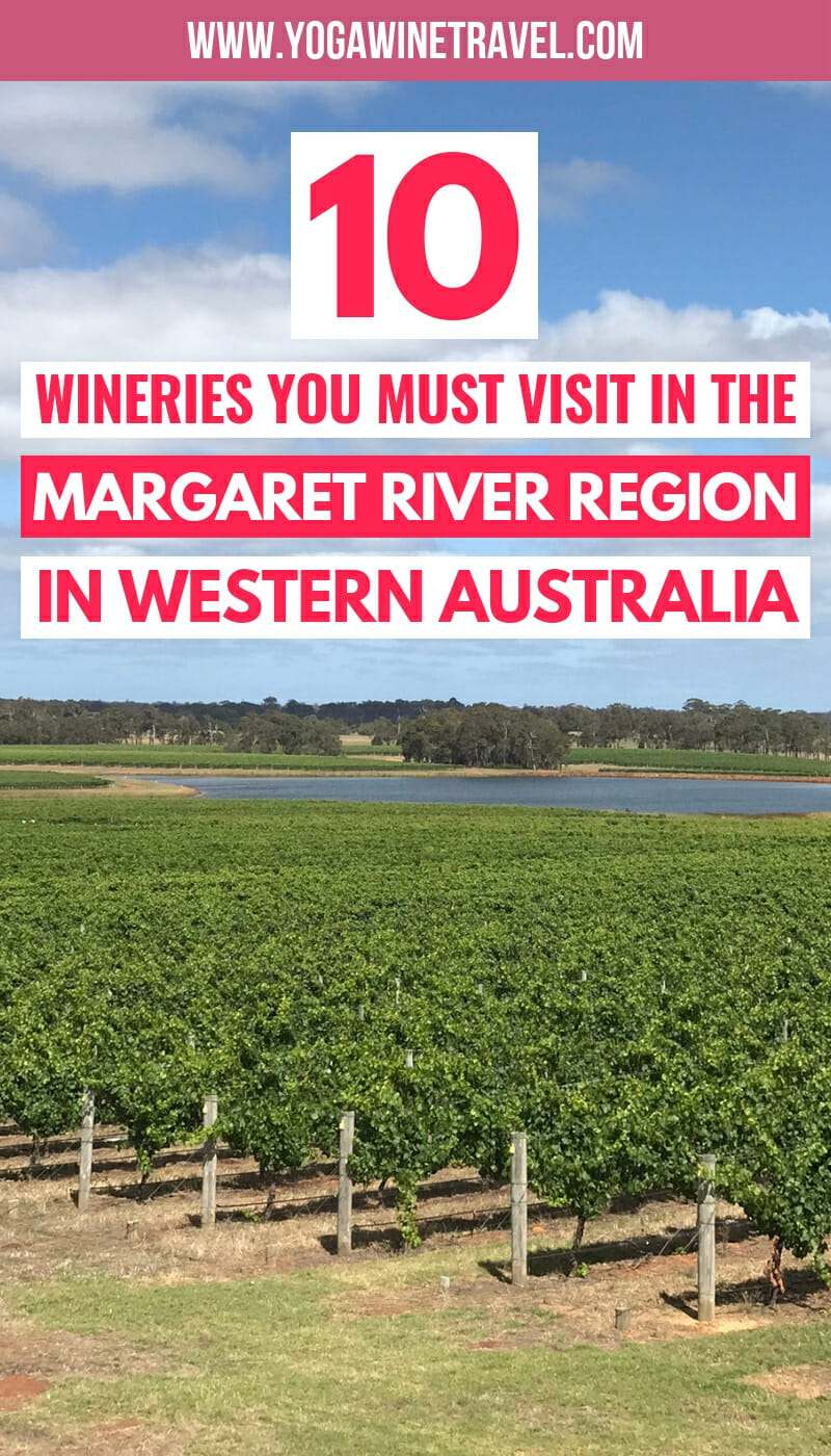 Vineyard in the Margaret River region in Australia with text overlay